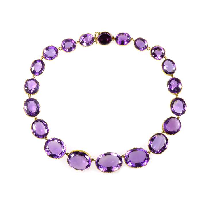19th century graduated amethyst collet necklace
